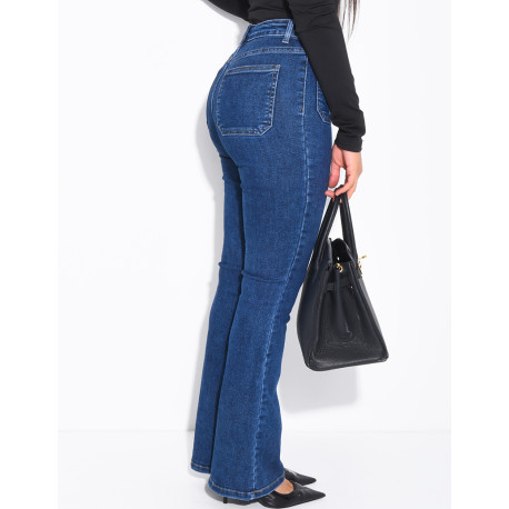 jeans flare stretch à poches sur l'avant