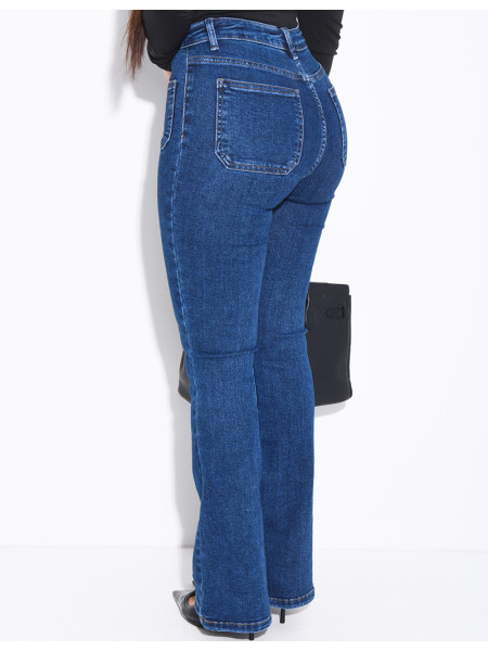 jeans flare stretch à poches sur l'avant