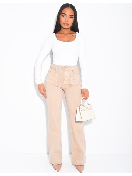 jeans coupe droite stretch à poches sur l'avant