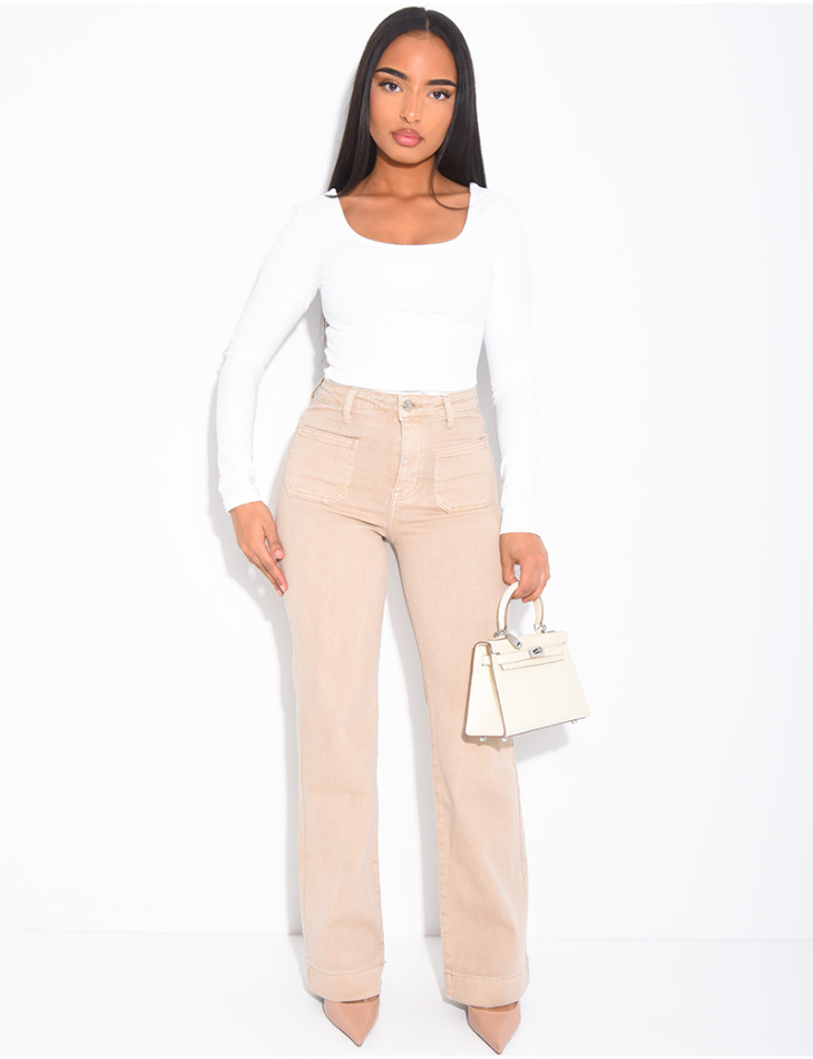 jeans coupe droite stretch à poches sur l'avant