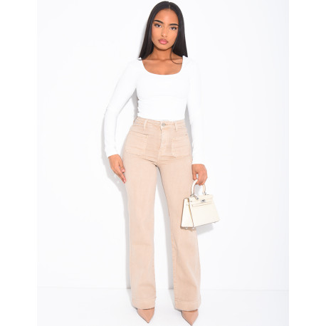 jeans coupe droite stretch à poches sur l'avant