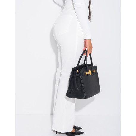 Jeans coupe droite blanc taille haute