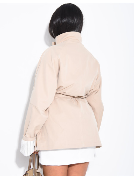 Mid-length trench coat with belt