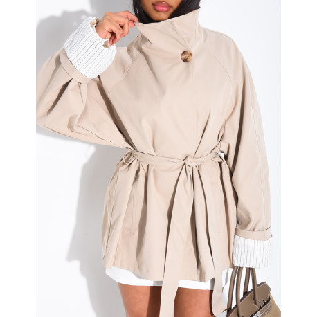 Mid-length trench coat with belt