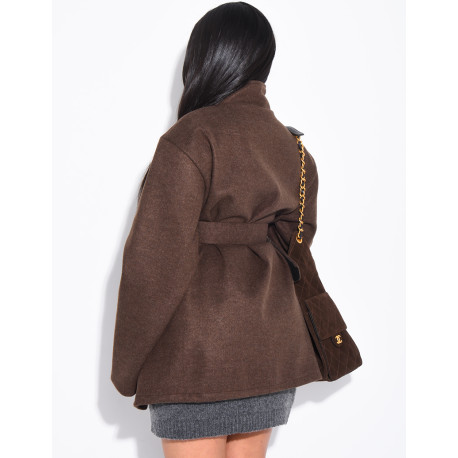 Manteau mi-long en feutrine avec ceinture