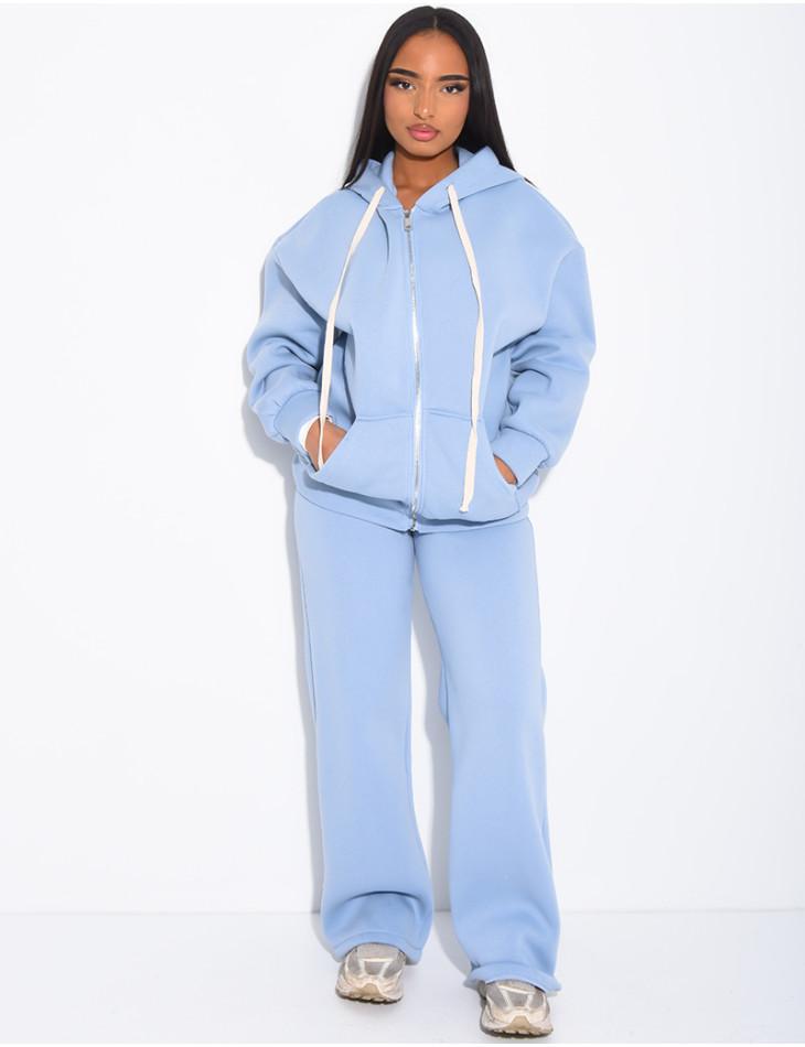 Ensemble molletonné pantalon et veste à capuche oversize