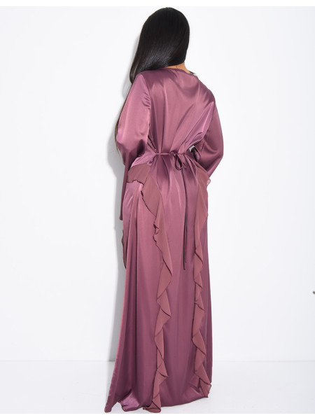 Longue robe en satin premium à nouer à la taille