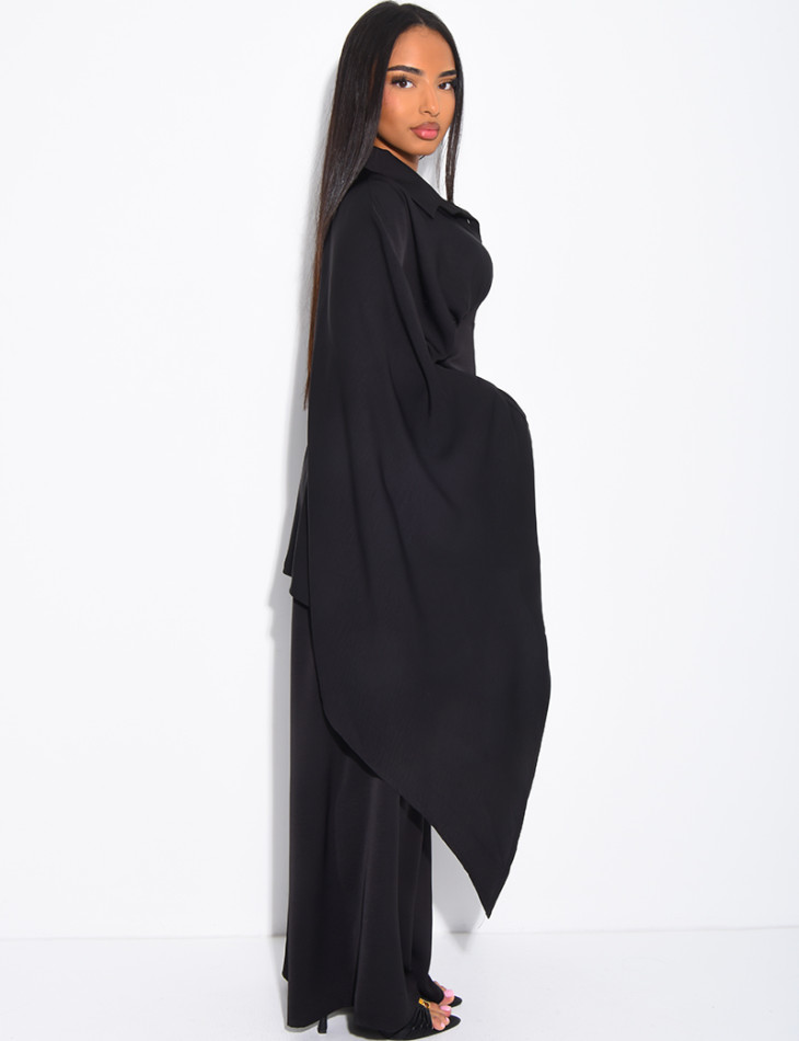 Set aus Satin-Hose und Hemd mit Bindeband am Rücken