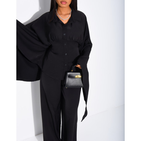 Set aus Satin-Hose und Hemd mit Bindeband am Rücken