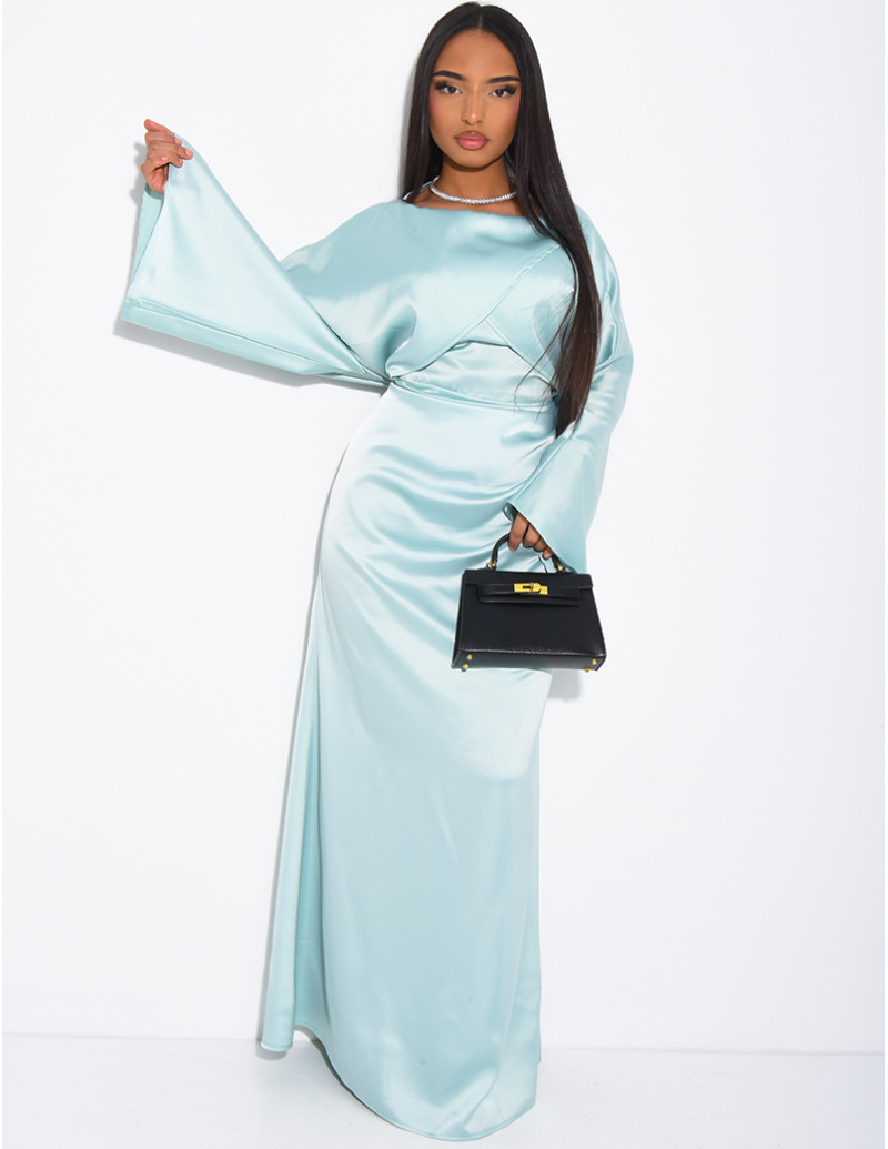Long draped satin dress...
