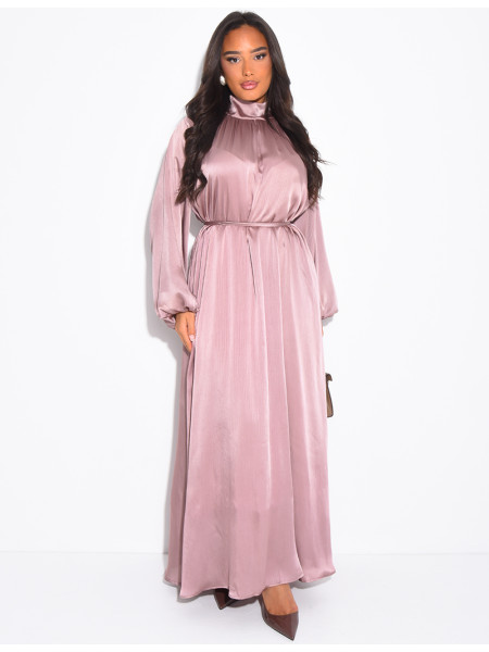 Abaya col rond à nouer