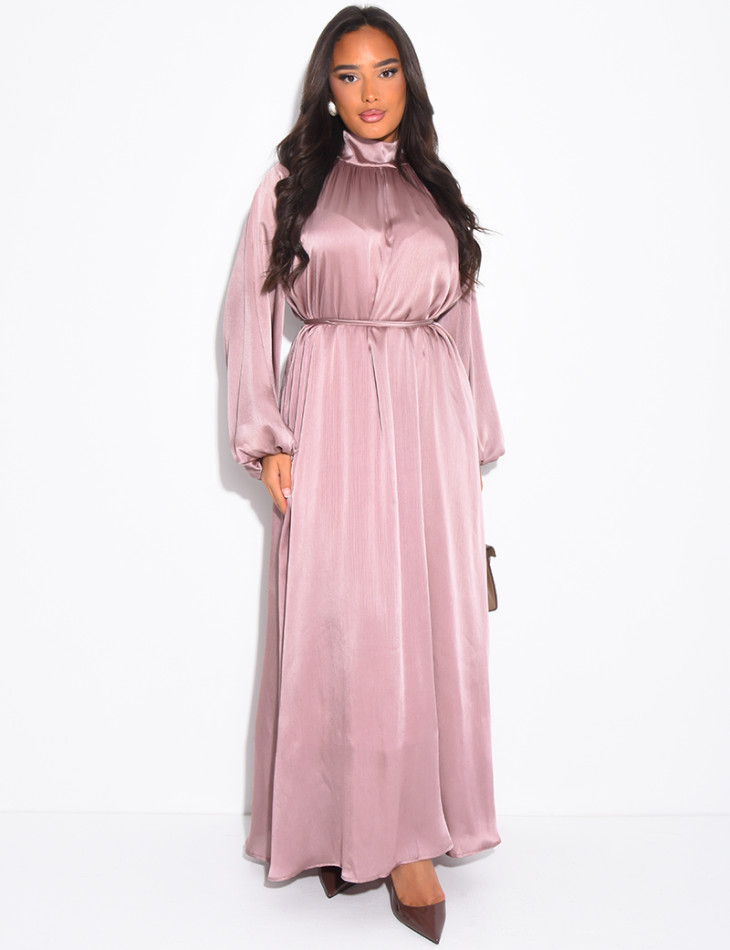 Abaya col rond à nouer