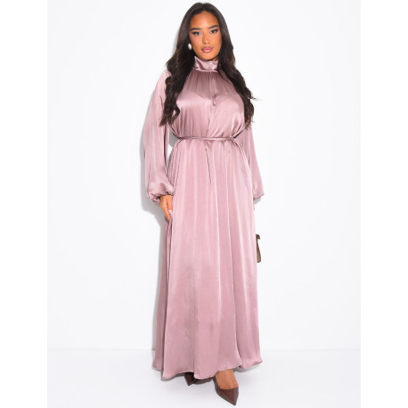 Abaya col rond à nouer