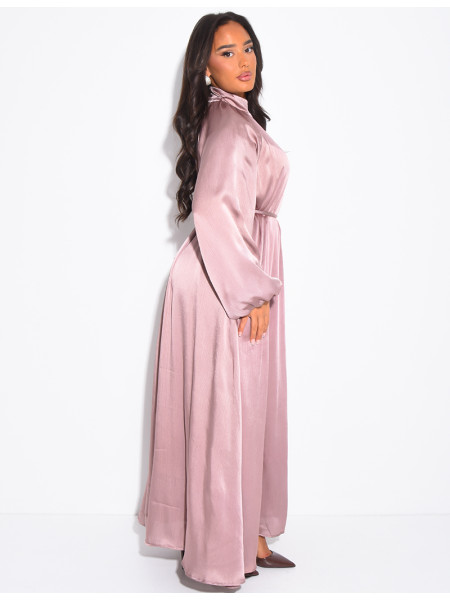 Abaya col rond à nouer