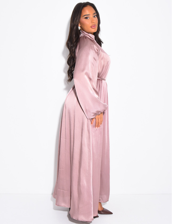 Abaya col rond à nouer