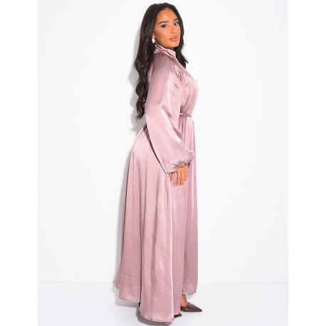 Abaya col rond à nouer