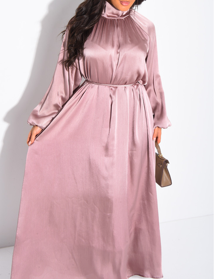 Abaya col rond à nouer