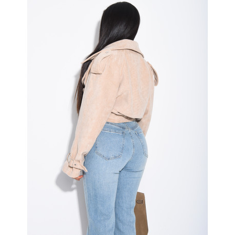 Kurze Perfecto-Jacke aus Wildlederimitat zum Binden