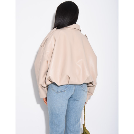 Flared faux leather bomber jackets