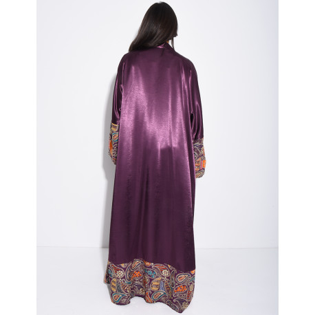 Ensemble robe et kimono en satin à motifs brodés