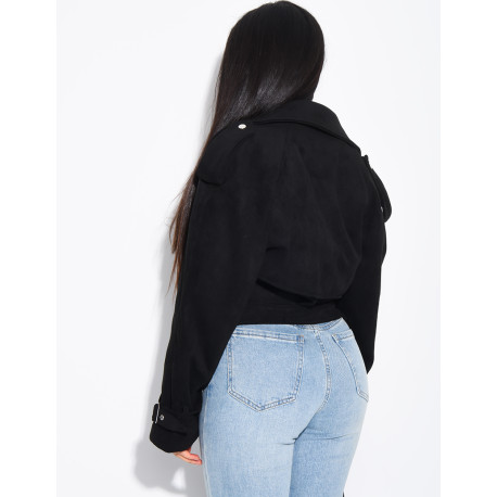 Kurze Perfecto-Jacke aus Wildlederimitat zum Binden