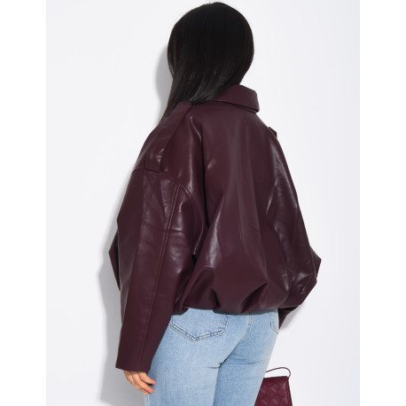 Flared faux leather bomber jackets