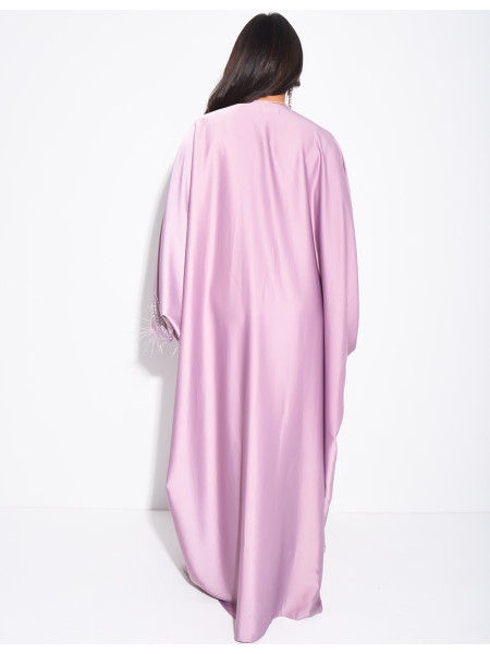 Crystal butterfly abaya with feather trim
