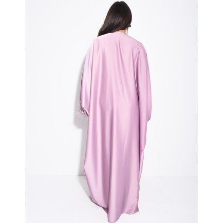 Crystal butterfly abaya with feather trim