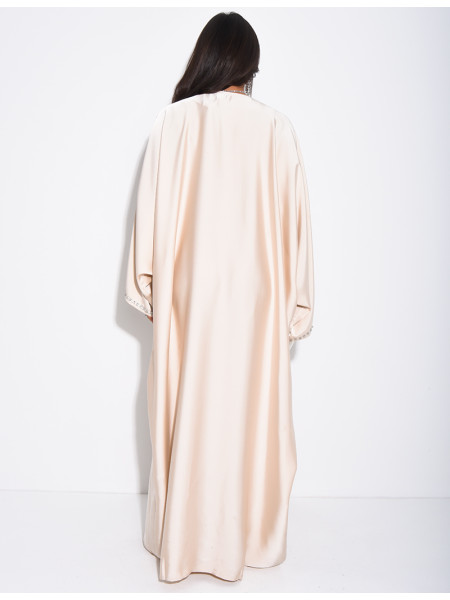 Abaya papillon à cristaux sur le col et les bordures
