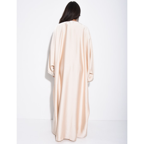Abaya papillon à cristaux sur le col et les bordures
