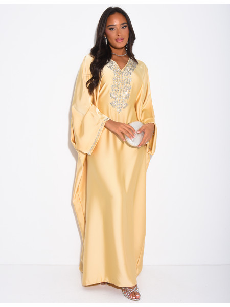 Butterfly abaya with crystals on the collar and edges