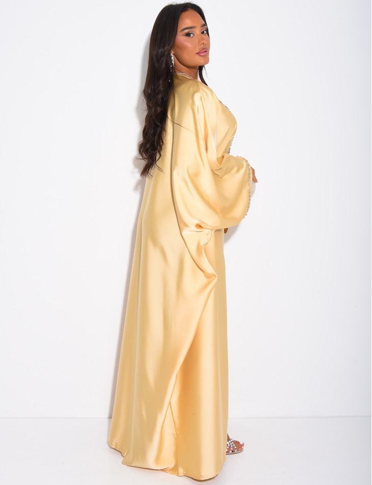Butterfly abaya with crystals on the collar and edges