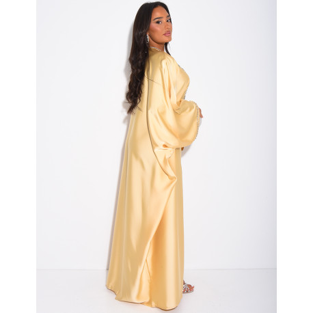 Butterfly abaya with crystals on the collar and edges
