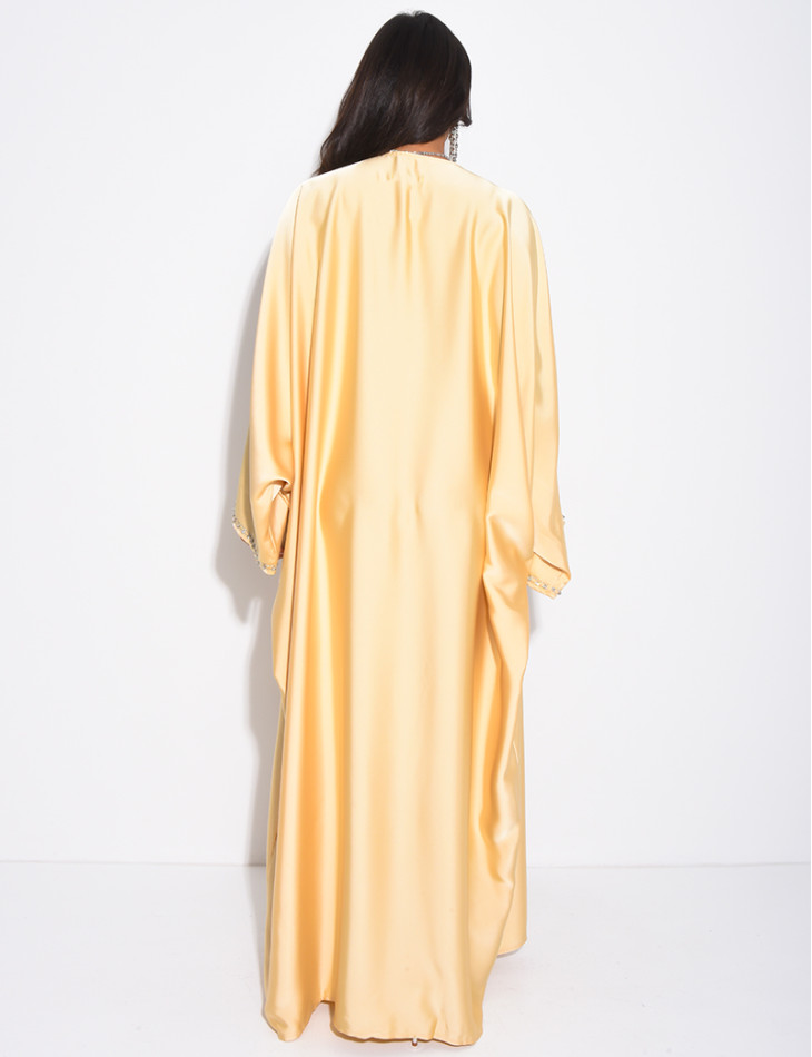 Butterfly abaya with crystals on the collar and edges