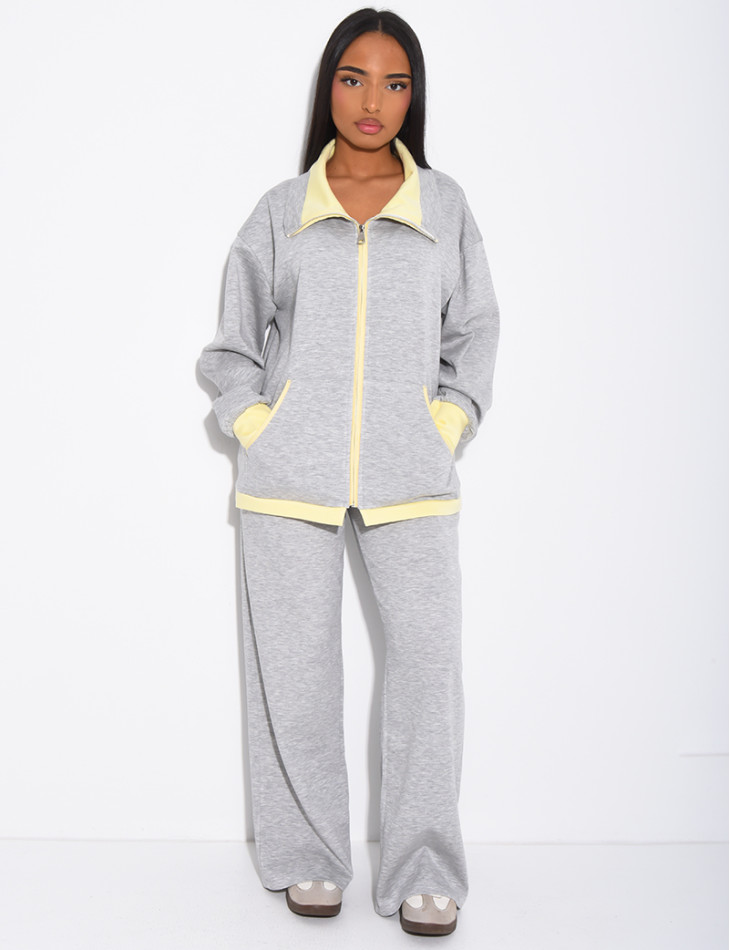 Ensemble veste et pantalon à bordures contrastantes