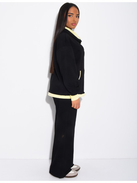 Ensemble veste et pantalon à bordures contrastantes