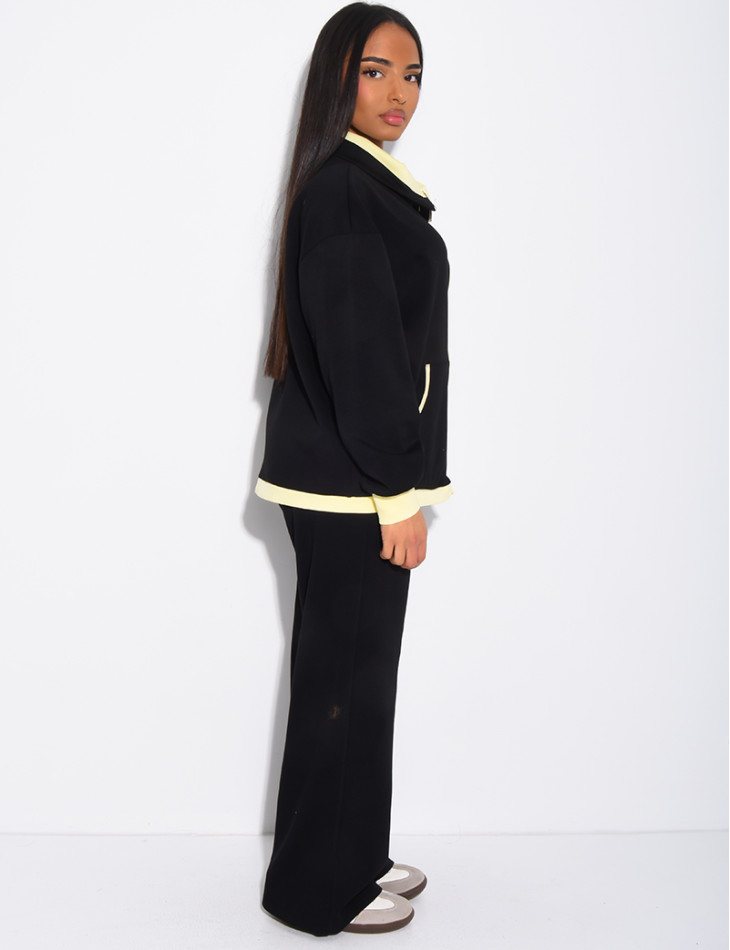 Ensemble veste et pantalon à bordures contrastantes