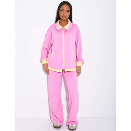 Ensemble veste et pantalon à bordures contrastantes