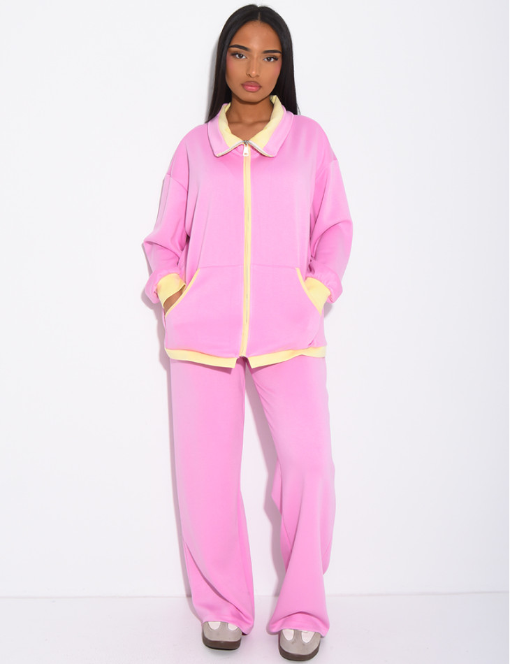 Ensemble veste et pantalon à bordures contrastantes