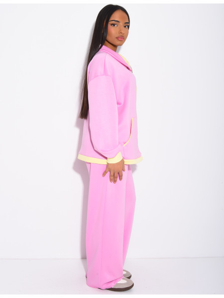 Ensemble veste et pantalon à bordures contrastantes