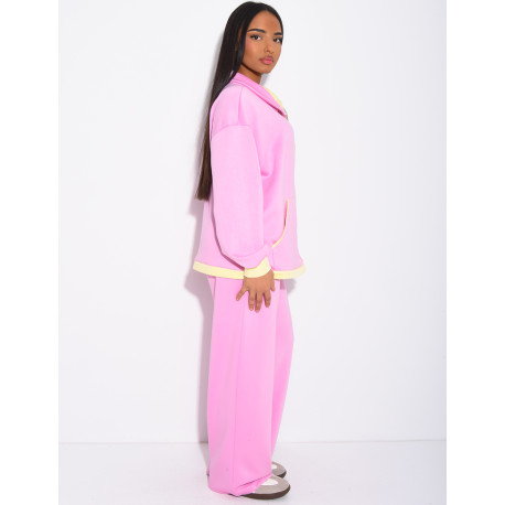 Ensemble veste et pantalon à bordures contrastantes