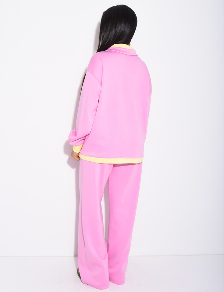 Ensemble veste et pantalon à bordures contrastantes