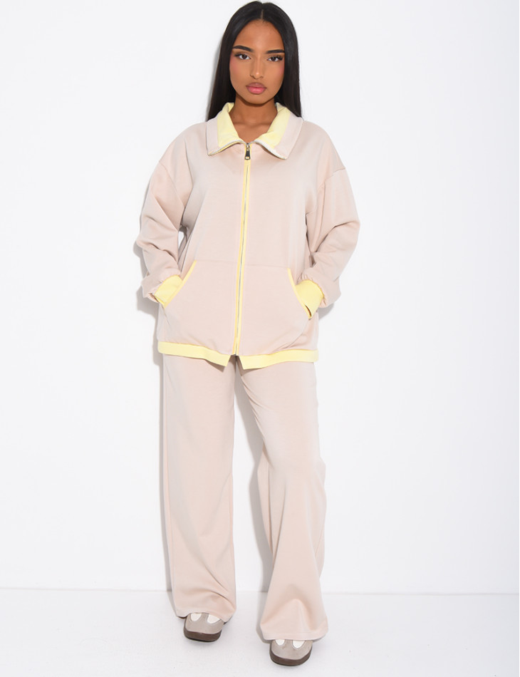 Ensemble veste et pantalon à bordures contrastantes