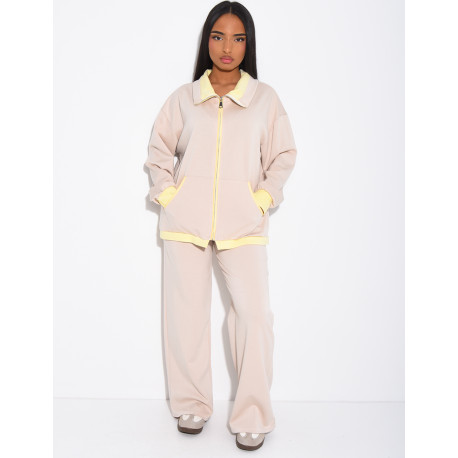 Ensemble veste et pantalon à bordures contrastantes