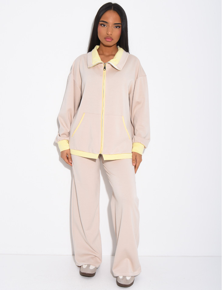 Ensemble veste et pantalon à bordures contrastantes