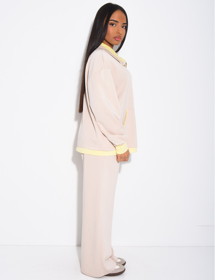 Ensemble veste et pantalon à bordures contrastantes