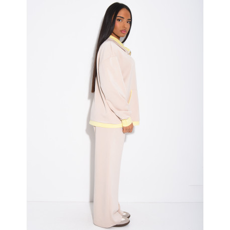 Ensemble veste et pantalon à bordures contrastantes