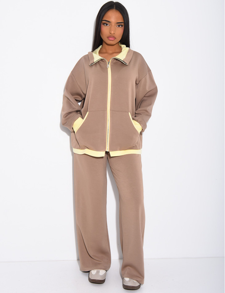 Set aus Jacke und Hose mit kontrastierenden Bordüren