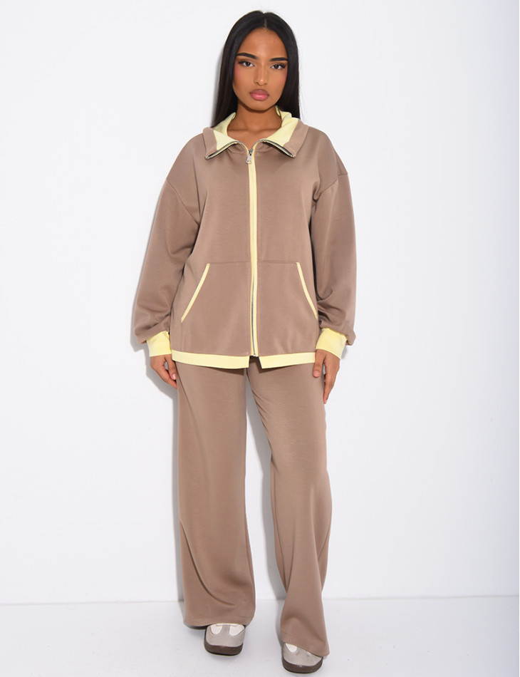 Set aus Jacke und Hose mit kontrastierenden Bordüren