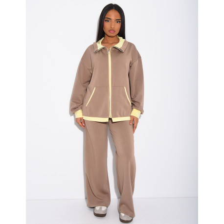 Set aus Jacke und Hose mit kontrastierenden Bordüren